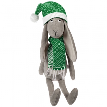 Мягкая игрушка Smart Bunny, в зеленом шарфике и шапочке