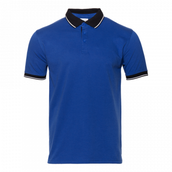 Рубашка поло  мужская STAN с контрастными деталями хлопок/полиэстер 185, 04С, Синий/Чёрный (16/20) (54/XXL)