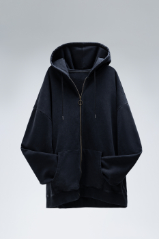 Толстовка Единый размер One size, с капюшоном на молнии футер без начёса 350, 72, Чёрный,  (20)  (ONE SIZE/ONE SIZE)