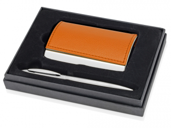 Набор "Партнер": визитница, ручка шариковая, оранжевый