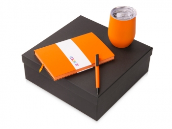 Подарочный набор c блокнотом C3, ручкой и термокружкой, оранжевый