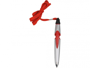 Ручка шариковая на шнуре «Санрайз», серебристая/красная