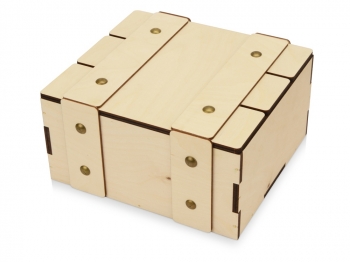 Деревянная подарочная коробка с крышкой "Ларчик" на бечевке