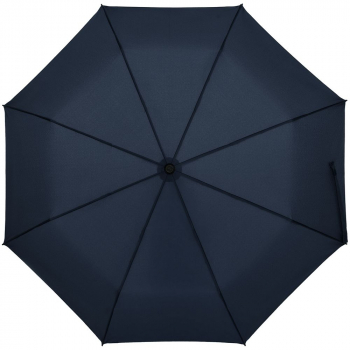 Зонт складной Clevis с ручкой-карабином, темно-синий