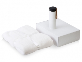 Подарочный набор с пледом, термосом "Cozy hygge" 2.0, белый