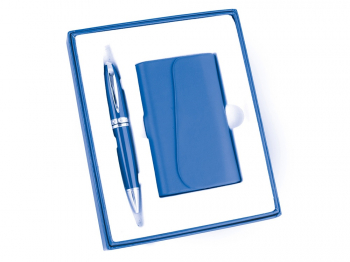 Набор «Эстет»: визитница, ручка шариковая, синий (Р)
