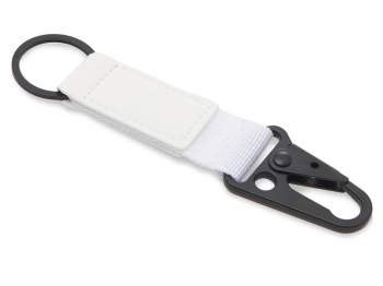 Брелок-ремувка "Carabinier" из ткани с вставкой из экокожи и карабином, белый