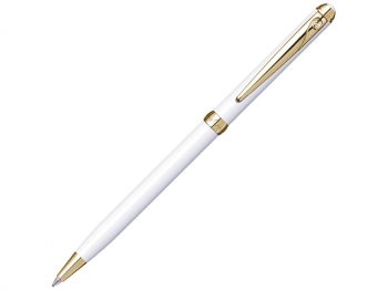 Ручка шариковая Pierre Cardin SLIM с поворотным механизмом, белый/золото