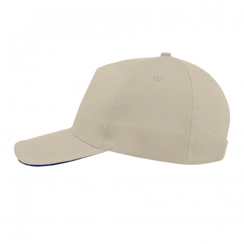 Бейсболка "Cover Sandwich", 5 клиньев, металлическая застежка, беж. + т.синий, 100% хлопок, 370 г/м2