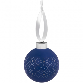 Елочный шар Chain с лентой, 8 см, синий