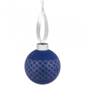 Елочный шар Queen с лентой, 8 см, синий
