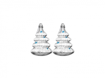 Новогоднее подвесное украшение Ёлочки в серебре из полистирола, набор из 2 шт / 8,6x5,8x3,2см