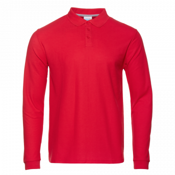Рубашка поло унисекс STAN длинный рукав хлопок/полиэстер 185, 104S, Красный,  (14)  (48/M)
