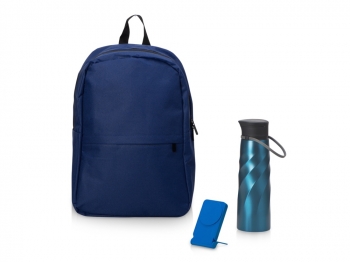 Подарочный набор с магнитным аккумулятором и бутылкой для воды "Waterpower", синий