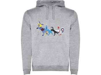 Толстовка с капюшоном "Бременские музыканты" мужская, серый меланж