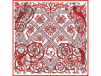 Платок "Русское сердце" 100% шёлк