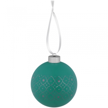 Елочный шар Chain с лентой, 10 см, зеленый