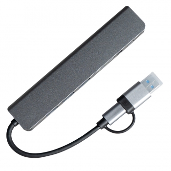 USB-хаб ROOT 8 в 1, серый, алюминий