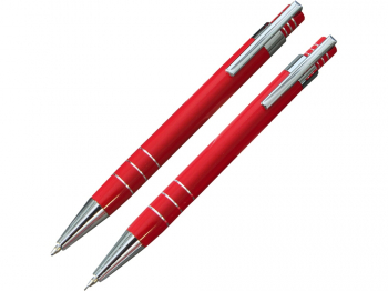 Набор «Эльба»: ручка шариковая, механический карандаш в футляре красный