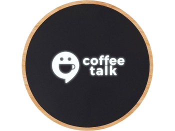 Беспроводное зарядное устройство с подсветкой лого «Reedia S3», 15 Вт, бамбук, черный