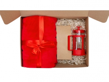 Подарочный набор Tea time с пледом, красный