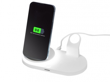 Складная зарядная станция с беспроводной зарядкой «Flashport», 15 Вт, белый (Р)