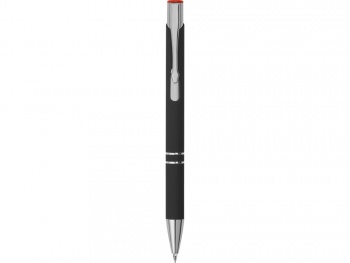 Ручка металлическая шариковая "Legend Mirror Gum" софт-тач с цветным слоем, черный / красный