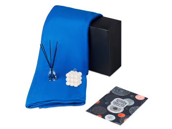 Подарочный набор с пледом, свечой и диффузором, синий