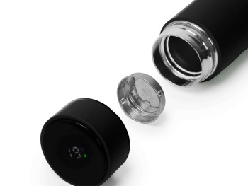 Термос FAMILY MARK LED, soft touch (Чёрный)