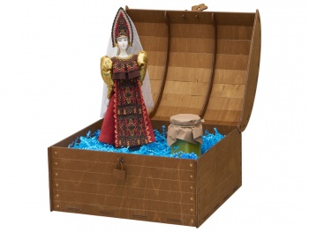 Подарочный набор: кукла фарфоровая, крем-мед, красный