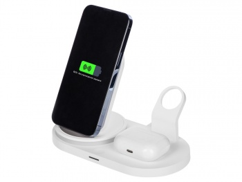 Складная зарядная станция с беспроводной зарядкой «Flashport», 15 Вт, белый (Р)