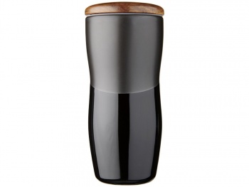 Двустенная керамическая термокружка Reno объемом 370 мл, черный