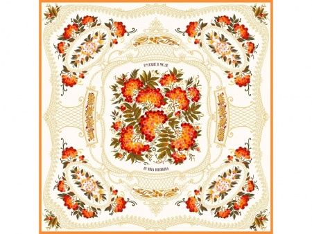 Платок «Тагильский поднос», молочный