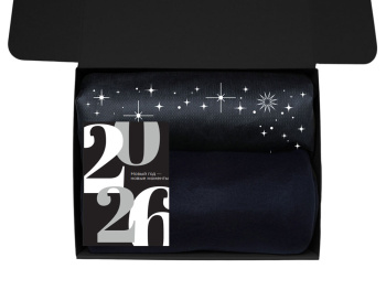 Подарочный набор с палантином и термокружкой, черный