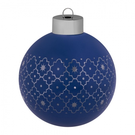 Елочный шар Chain с лентой, 8 см, синий