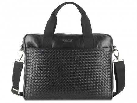 Сумка Mano "Don Luca", натуральная кожа в черном цвете, 37 х 27 х 6 см