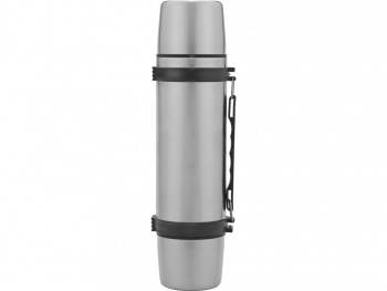 Термос на 750 мл с ручкой и двумя крышками "Чай вдвоем", серебристый