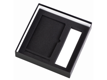 Подарочный набор с блокнотом С1, металлической ручкой и термосом, черный