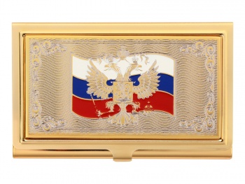 Набор Vip-персона: визитница с закладкой для книг с символикой РФ, золотистый