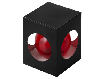 Стеклянный елочный шар "Frozi", красный прозрачный, с серебристым колпачком