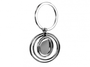 Брелок с 3 кольцами и диском, вращающимися вокруг одной оси, серебристый