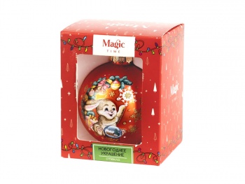 Стеклянный шар «Зайчик» (красный)