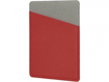 Картхолдер на 3 карты типа бейджа "Favor", красный/серый