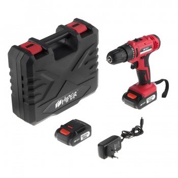 Шуруповерт аккумуляторный HIPER HCD12В, 12В, в кейсе, Li-ion батарея 2,0 Ач (2 шт), 30Нм