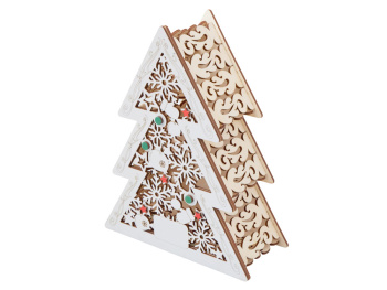 Шкатулка из фанеры в виде елки "Firytale" , серебристая