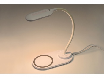 Настольный светильник с беспроводной зарядкой "Flamp", белый