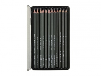 Набор чернографитовых карандашей  "Sketch & Art" ,12 шт. b-14b,  металлическая коробка с ложементом