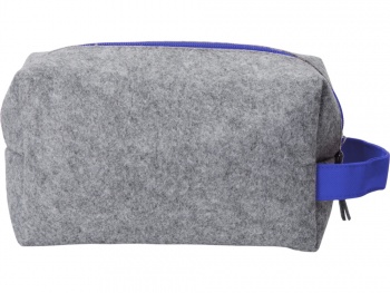 Косметичка из РПЕТ фетра с ручкой "Felt", серый с синим