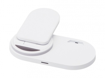 Складная зарядная станция с беспроводной зарядкой «Flashport», 15 Вт, белый (Р)