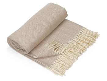 Плед "Ёлочка" 150х180 см. ПРЕМИУМ (бежевый однотонное)